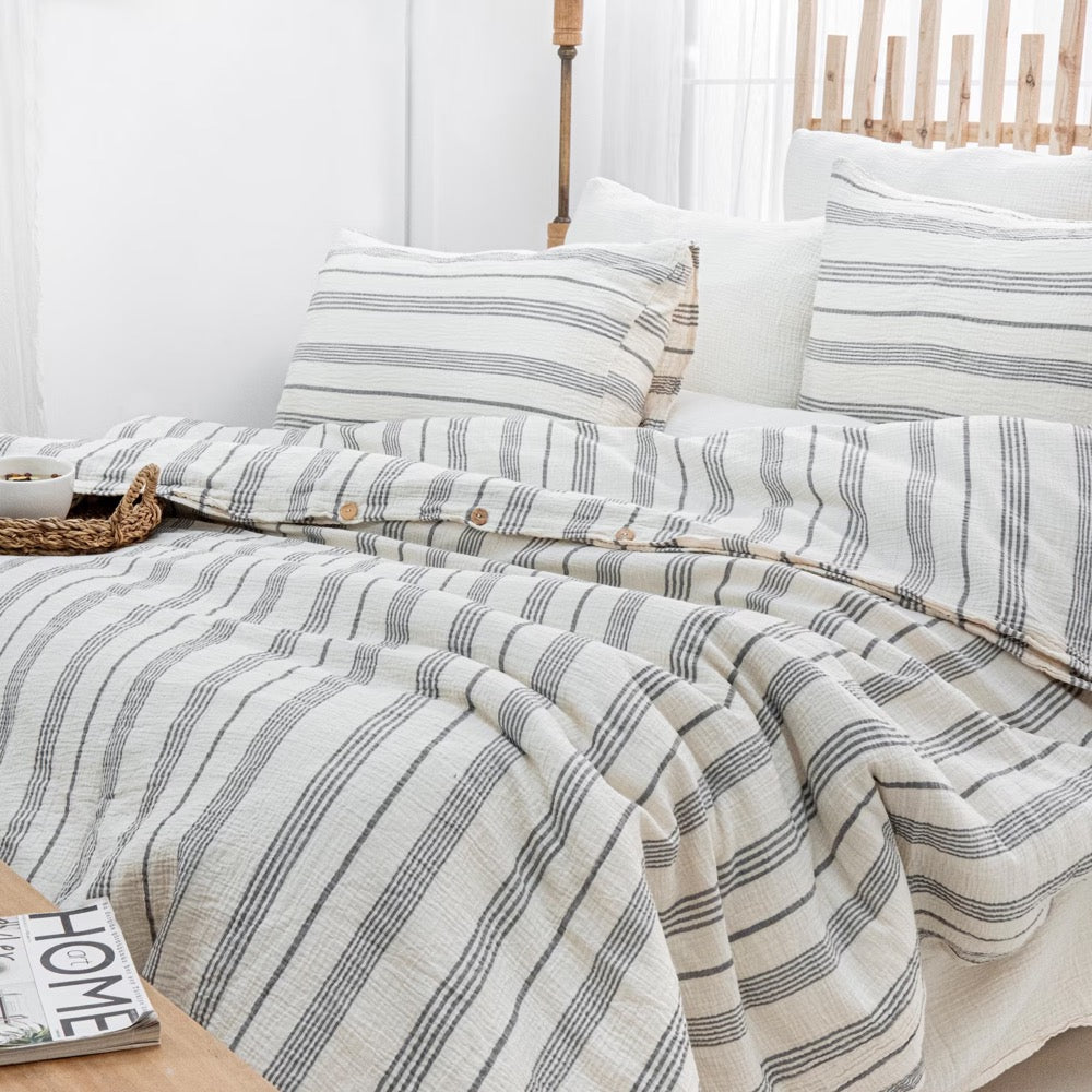 Breathable Muslin Duvet Cover, Luxury Gauze Bed Linen Set, Organic Muslin Comforter Cover, King Size Bedding Set