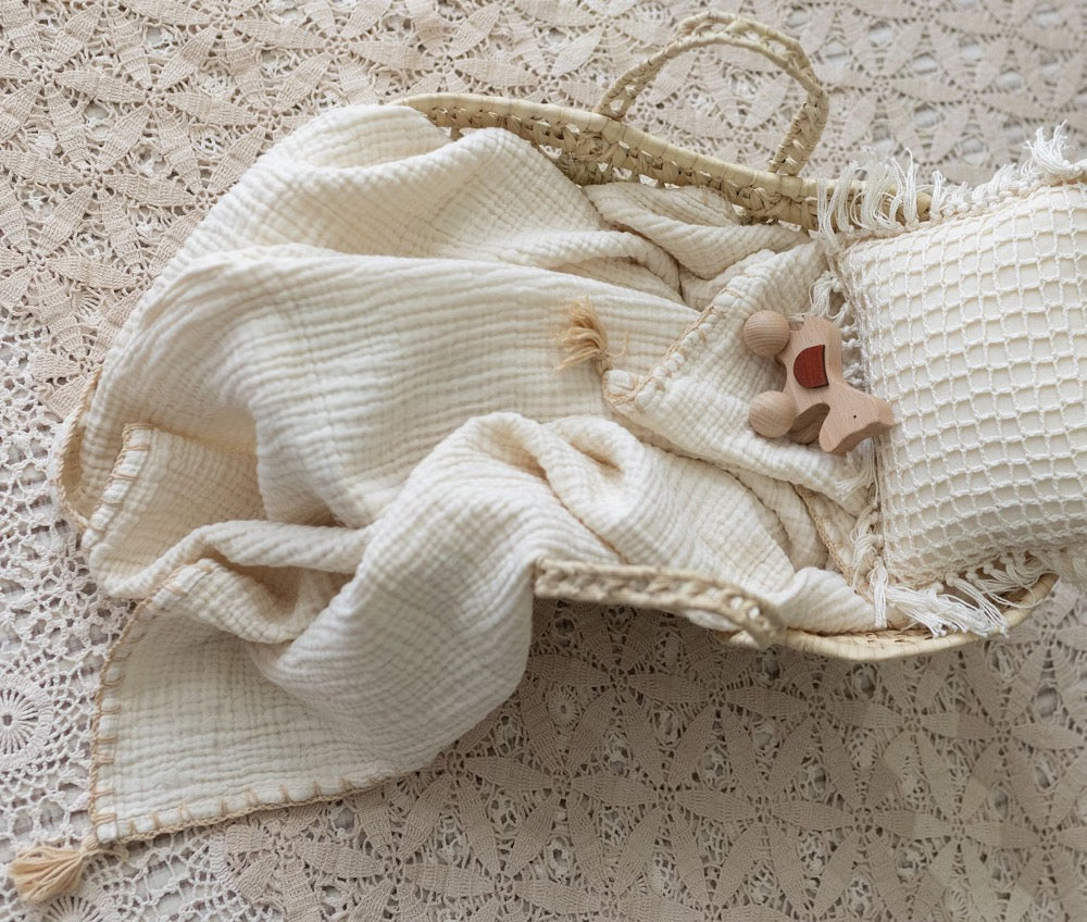 4 Layer Organic Muslin Baby Blanket, Soft Cotton Baby Swaddle, Newborn Gift for Girl or Boy, Muslin Baby Quilt