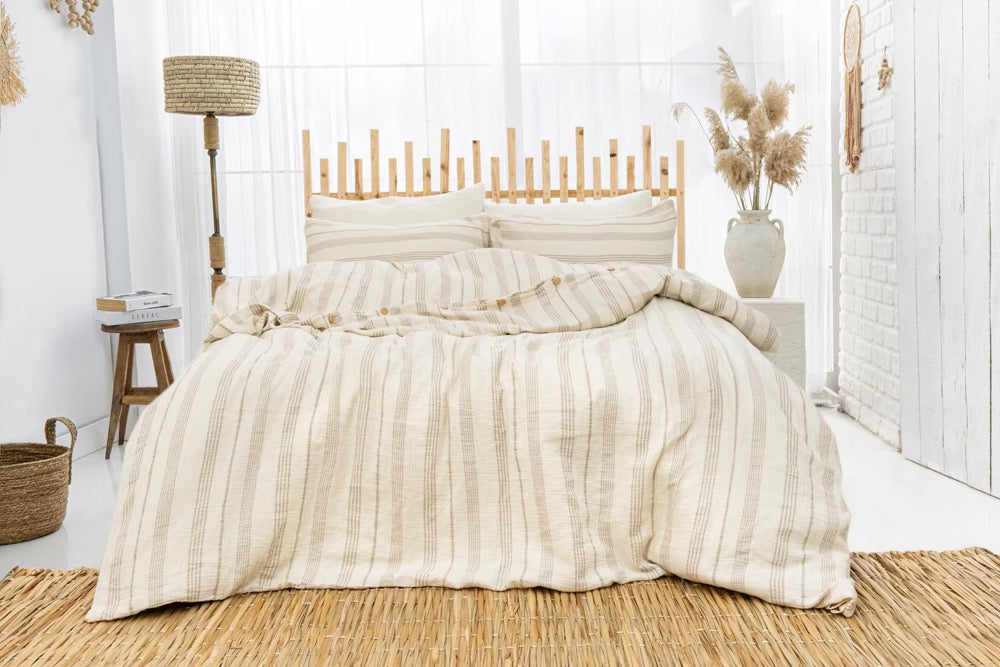 GOTS Certified Muslin Duvet Cover, Luxury Gauze Bed Linen Set, Organic Muslin Comforter Cover, King Size Bedding Set