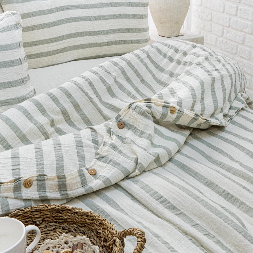 GOTS Certified Muslin Duvet Cover, Luxury Gauze Bed Linen Set, Organic Muslin Comforter Cover, King Size Bedding Set